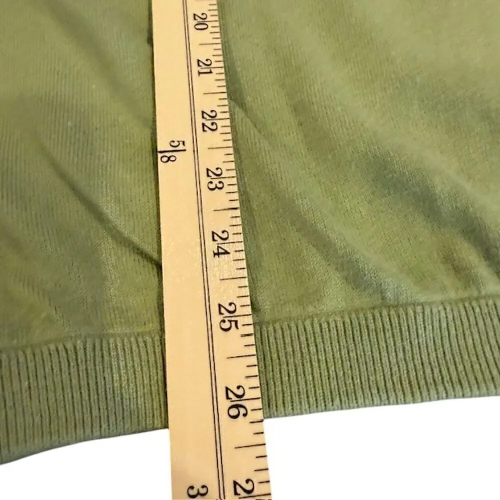Banana Republic Cotton Cashmere V-Neck Sweater Contrast Stitch‎ Green Size Large